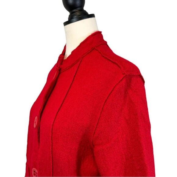 Coldwater Creek Red Felted Wool
Jacket Tattered Lagenlook Button Front Size XS - Picture 4 of 8